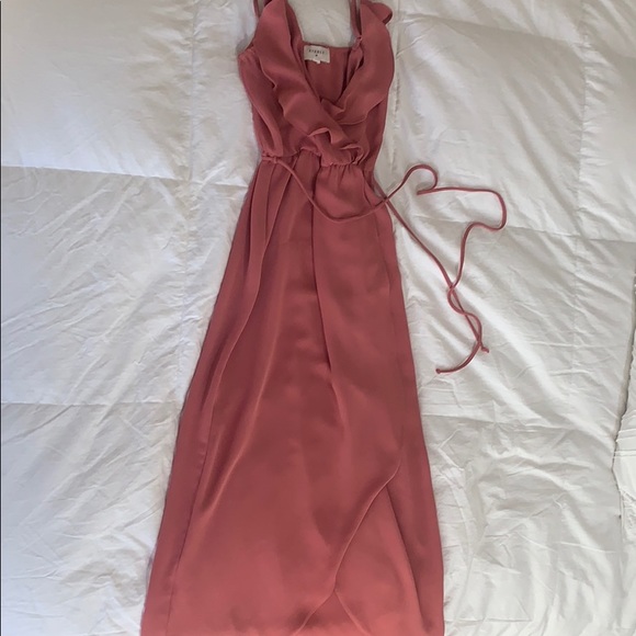 Evenly- dream big mauve ruffle midi wrap dress - Picture 1 of 5